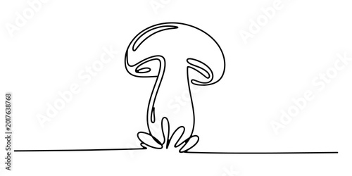 Canvas-taulu Continuous single line drawing of a mushroom