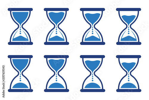 Modern Hourglass Timer Icons – Sand Clock Vector Illustration Set