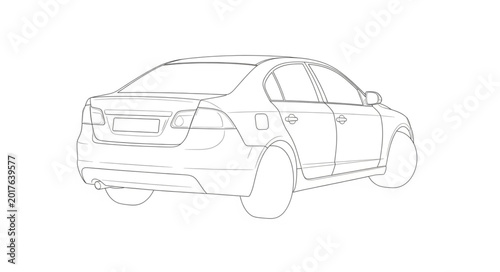Tablou pe pânză Outline drawing of a modern SUV vehicle.