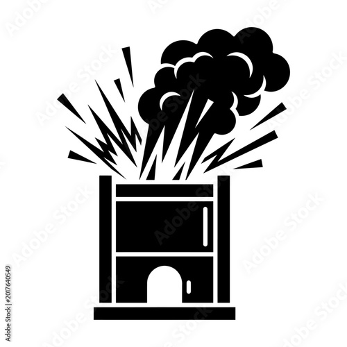 Slika na platnu Industrial building explosion vector icon