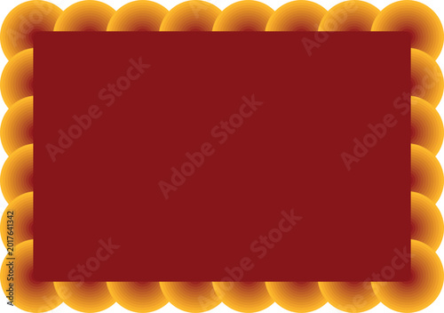 Fotografi A decorative frame border created from a repeating pattern of golden concentric circles