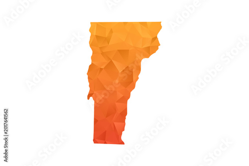 Photos Vermont Map - Polygon Style Vector Illustration in Orange Gradient, Low Poly Geometric Design, Isolated on White Background for Infographics and Education