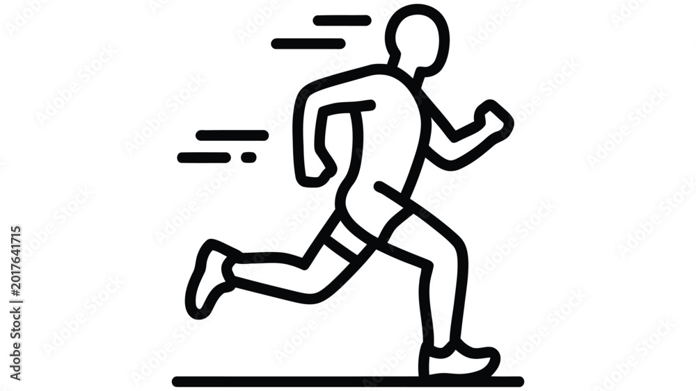 Αυτοκόλλητο Simple black line icon of a person running with motion lines indicating speed an