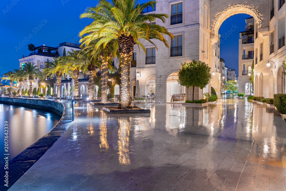 Obraz premium Tivat, Montenegro at Blue Hour