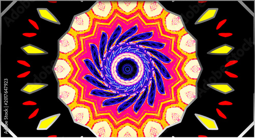 Cuadro en lienzo A vivid kaleidoscopic design built around a swirling central vortex, gives the piece a strong sense of motion