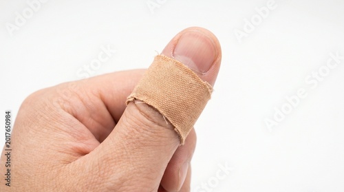 bandaged finger on a hand.