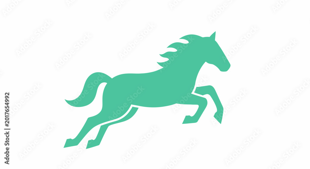 Fototapeta premium Green Prancing Horse Silhouette