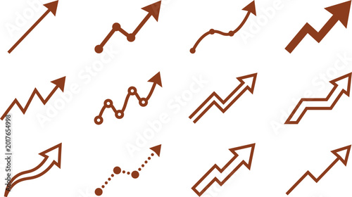 Fotografi Growth arrows collection diverse upward trend icons for business and data visual