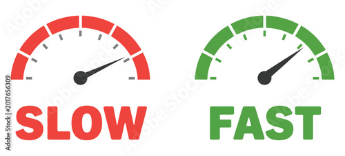 Foto Speedometers with slow and fast speed levels, vehicle acceleration and control d