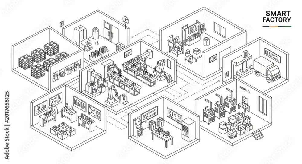 Obraz premium Smart Factory Isometric Illustration.