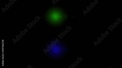 Foto Vertical Stacked Green and Blue Optical Flares with Subtle Rays