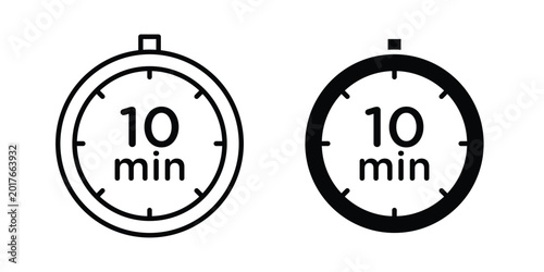 10 minutes icon. Glyph solid icons collection. Line symbols