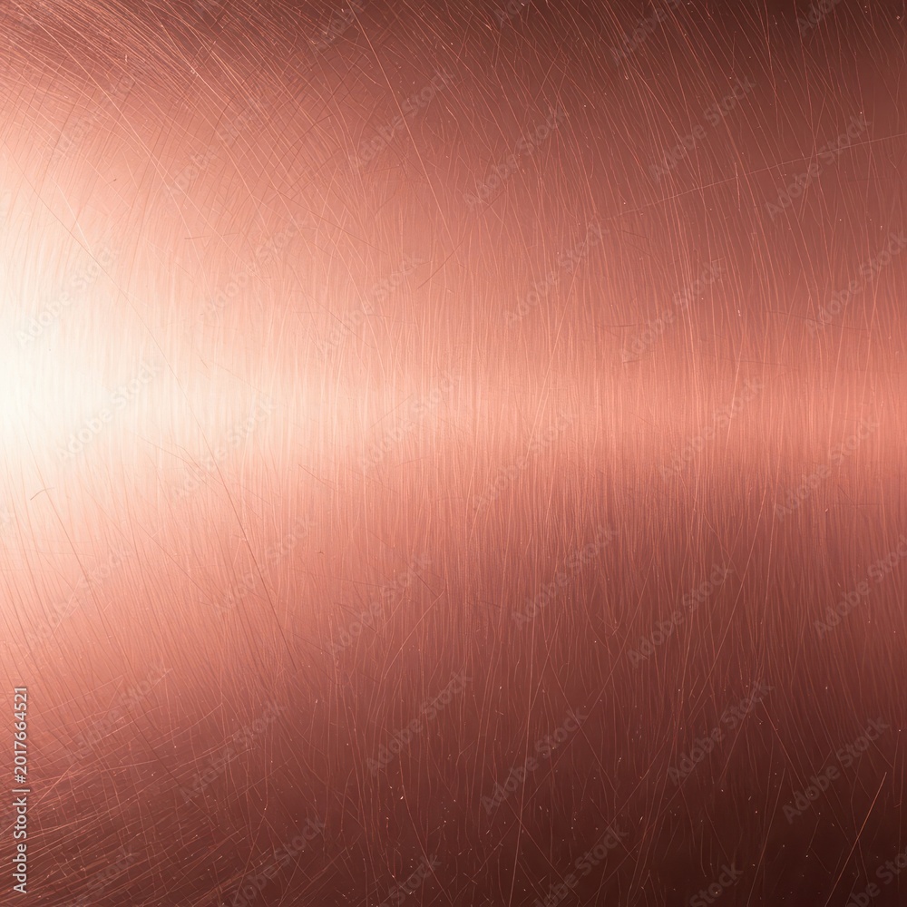 Fototapeta premium Abstract scratched rose gold metal texture reflecting light, perfect for luxury background and wall cladding design material backdrop, surface, close up, backdrop