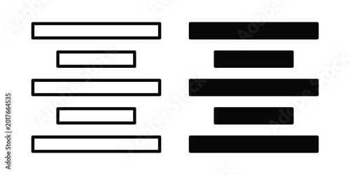 Align center icon. Glyph solid icons collection. Line symbols
