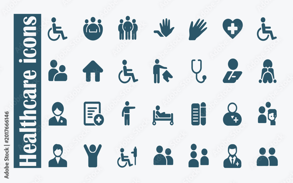 Fototapeta premium hospice and palliative healthcare icons, thin line medical care symbols for patient support, nursing service, home treatment and wellness vector illustration collection.