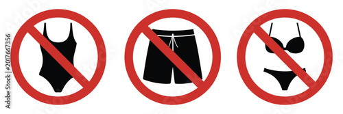 Canvas Print No swimwear prohibition sign illustration, designed with prohibition icons for b