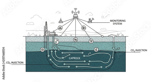 Tableau sur toile Underwater Volcano Diagram Illustration.
