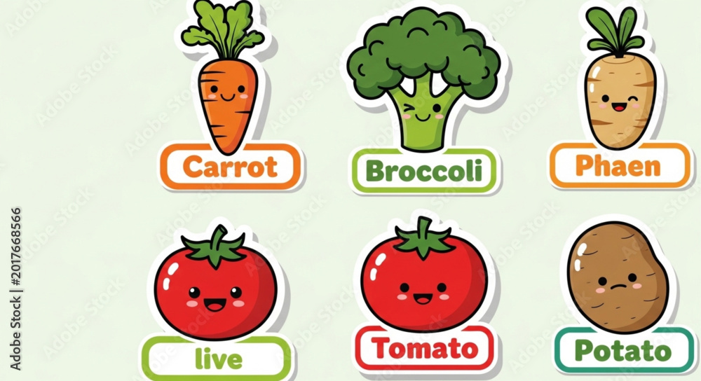 Fototapeta premium Vegetables Cartoon Characters.