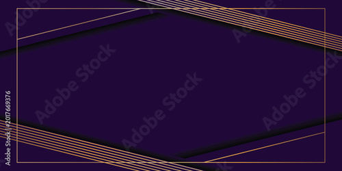 Fényképezés Luxury abstract background with elegant golden geometric linear stripe accents and thin metallic border frame