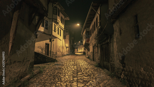 Turkey. Street at night in Safranbolu. 
