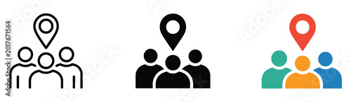 Tableau sur toile Social participation vector illustration featuring abstract people, local involvement symbols and community engagement elements in modern flat design