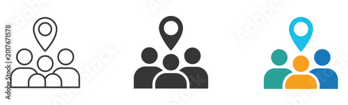 Tableau sur toile Social participation vector illustration with abstract human figures, community engagement symbols and shared civic life space elements in modern flat style