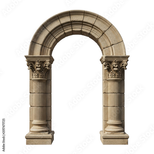Ancient stone archway with decorative columns and classical architecture design