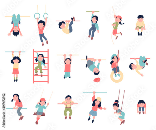 Tableau sur toile Kids hang on crossbar