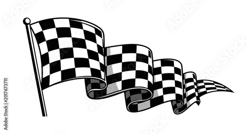 Photos Waving Checkered Flag Symbolizing Victory and Racing.