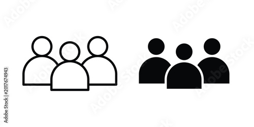 Group icon. Glyph solid icons collection. Line symbols