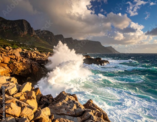 Ocean crash on rocky coast