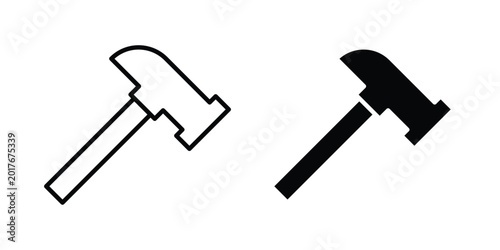 Fotografie Hammer tool icon. Glyph solid icons collection. Line symbols