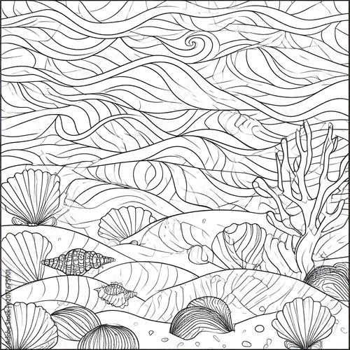 Ocean floor with shells and coral