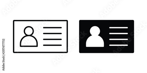 Identity card icon. Glyph solid icons collection. Line symbols