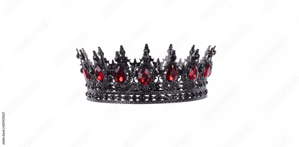 Fototapeta premium Medieval black crown isolated on white background