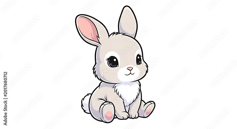 Obraz premium Cute sitting baby bunny rabbit isolated on a transparent background