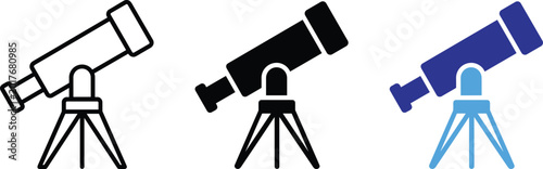 Obraz na plátně Detailed Observatory Telescope Vector Design Collection for Advanced Research Sy
