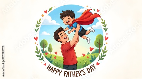 Happy fathers day celebration with father and son in a heartwarming scene