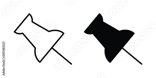 Push pin icon. Glyph solid icons collection. Line symbols