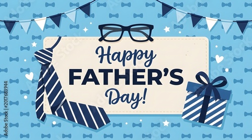 Happy fathers day celebration with blue theme
