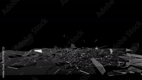 Big window glass panel falling and smashing into thousands of pieces - 4K Pro Res 60fps VFX element