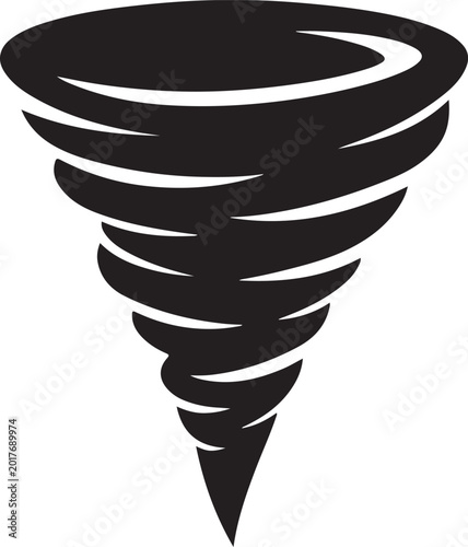 Bild auf Leinwand Bold silhouette tornado icon vector isolated on white background for severe weather and storm warning design