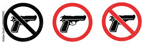 Canvas Print No weapon guns and no guns prohibition symbols vector illustration representing firearm restriction and safety warning signs