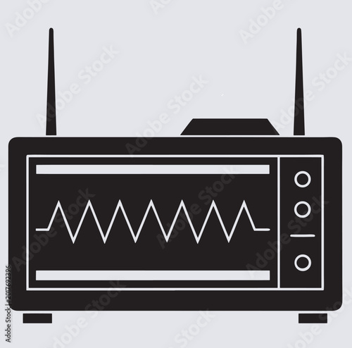 illustration of a radio on white background, frequency counter silhouette vector art illustration...eps