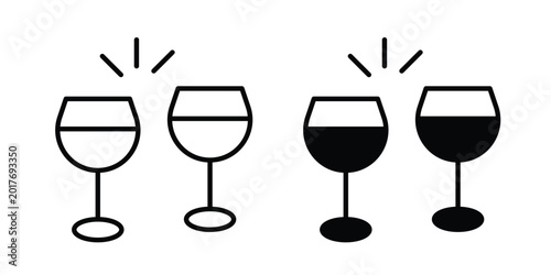 Bild auf Leinwand Clinking glasses icon and symbol series vector illustration