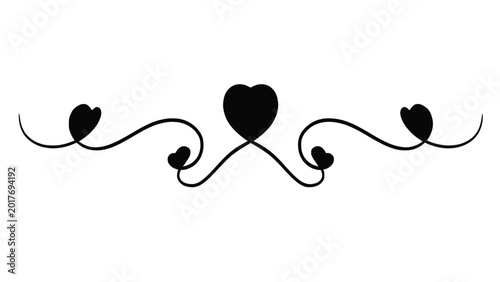 Elegant Heart Divider with Swirls and Small Hearts
