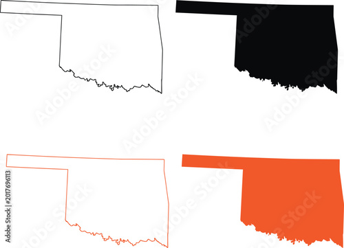 Fotografie Colorful oklahoma state outline map variations Vector