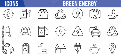 Bild auf Leinwand Green energy and recycling icons