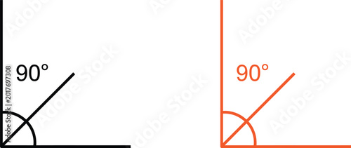 Картината върху платно Right angle lines with ninety degree symbol illustration Vector