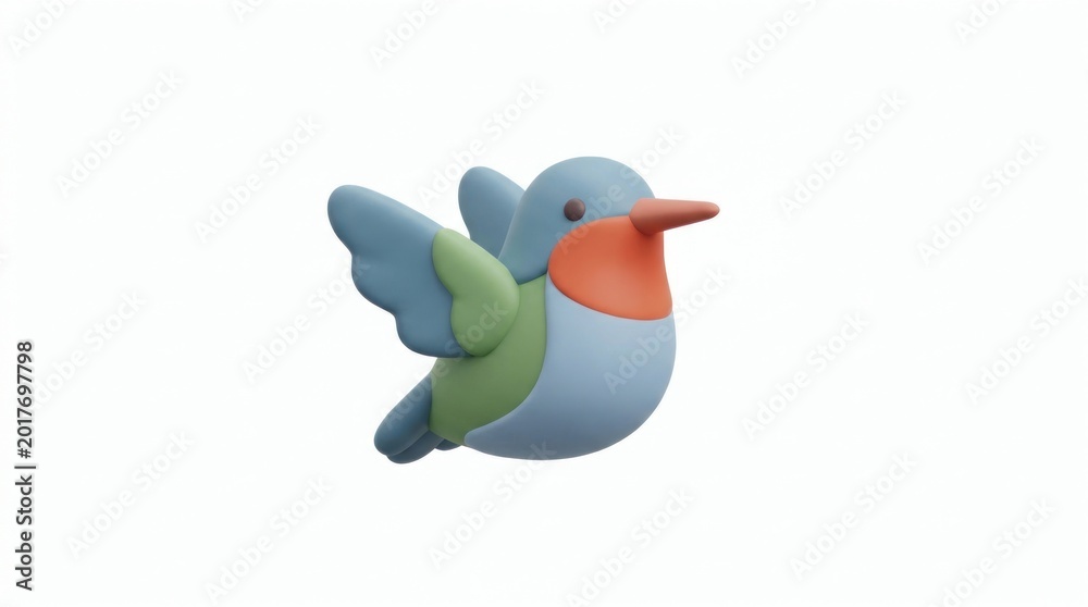 Naklejka premium Cute 3D Cartoon Bird Icon Isolated on White Background